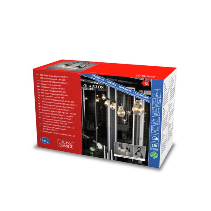 Ljusslinga Ute Tilläggsslinga för 2396, 10 LED Svart Kabel