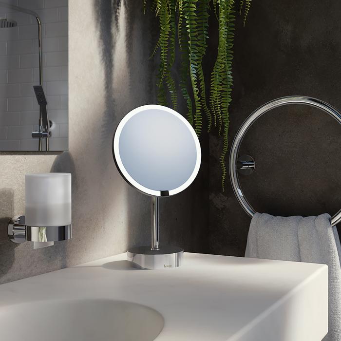 Smink- & Rakspegel Outline x7 Fristående Batteridriven Krom