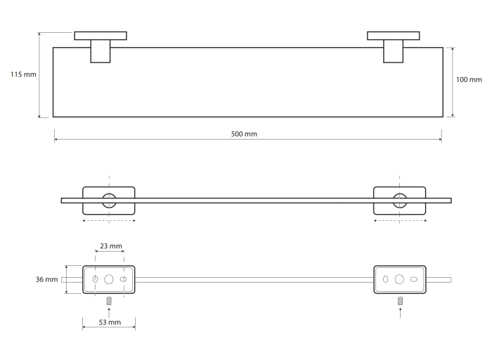 Glashylla Angle 50cm Krom